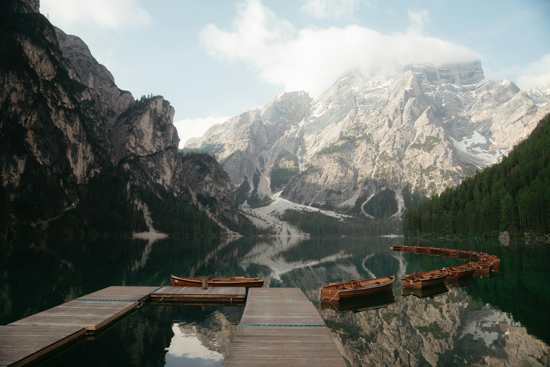 Ramus kalnų ežeras Dolomituose
